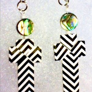 Black and White Cross Origami Earrings